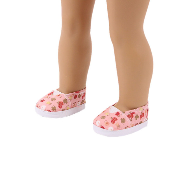 Lalka brezentowe buty z kwiatowym wzorem dla 18 calowych amerykańskich i 43 cm noworodkowych lalek - zabawka dla dziewczynek DIY - Wianko - 53