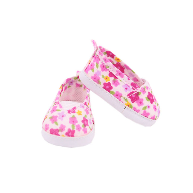 Lalka brezentowe buty z kwiatowym wzorem dla 18 calowych amerykańskich i 43 cm noworodkowych lalek - zabawka dla dziewczynek DIY - Wianko - 59