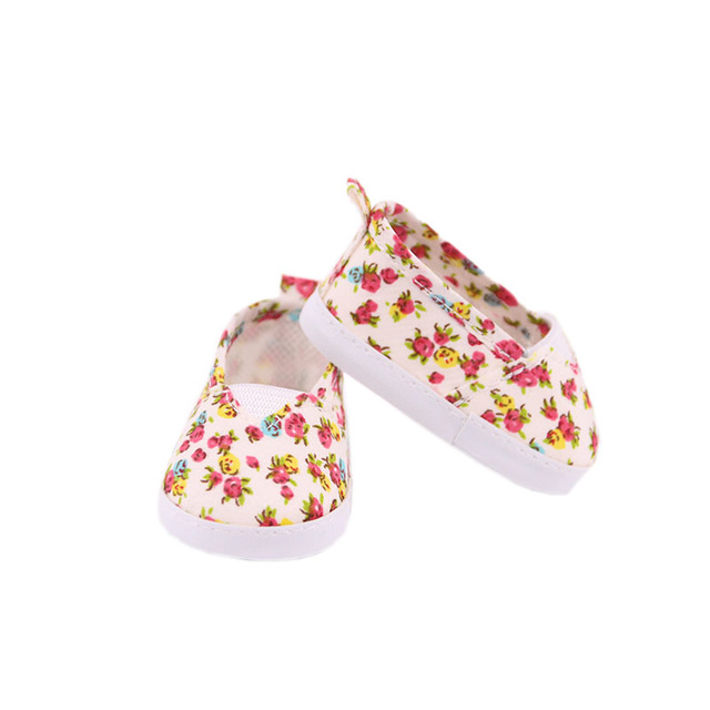 Lalka brezentowe buty z kwiatowym wzorem dla 18 calowych amerykańskich i 43 cm noworodkowych lalek - zabawka dla dziewczynek DIY - Wianko - 22