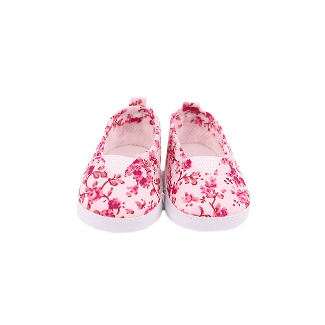 Lalka brezentowe buty z kwiatowym wzorem dla 18 calowych amerykańskich i 43 cm noworodkowych lalek - zabawka dla dziewczynek DIY - Wianko - 21