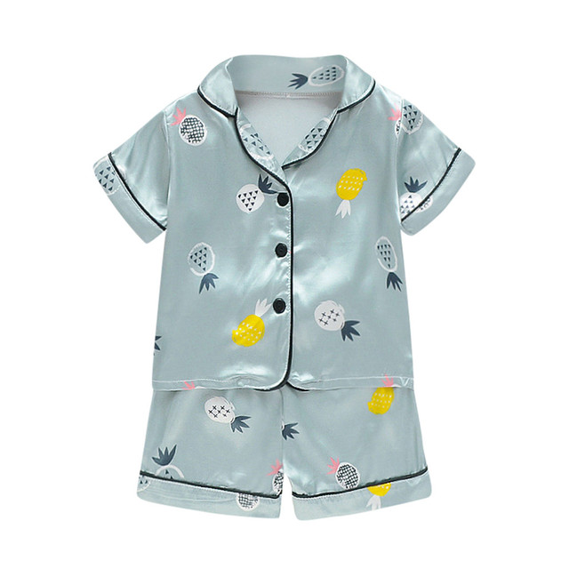 Letnia piżama dziecięca - Cartoon, zestaw dla chłopców i dziewczynki, koszula + krótkie spodenki - #p4 - Wianko - 2