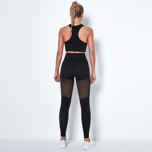 2021 Zestaw ubrań do jogi dla kobiet - strój bez szwu, biustonosz sportowy i legginsy treningowe - Wianko - 10