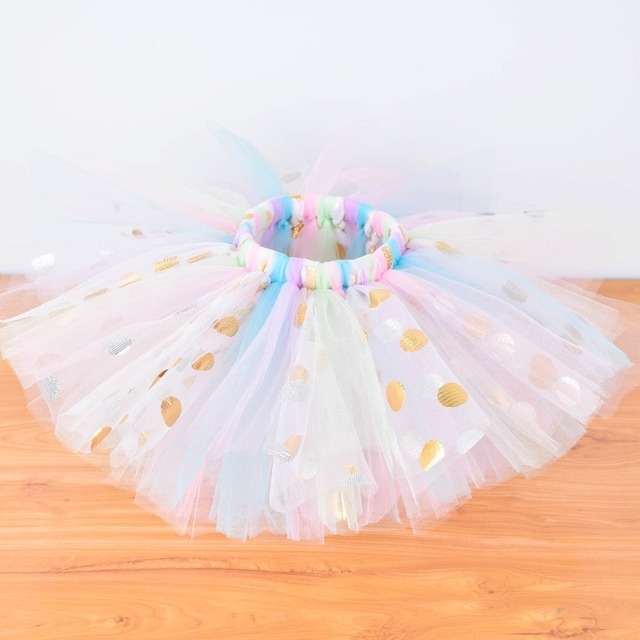 Nowa, pastelowa tęczowa spódnica tutu dla dzieci dziewczynki z motywem jednorożca - kostium na urodziny, halloween i inne przyjęcia (Newborn-12Y) - Wianko - 3