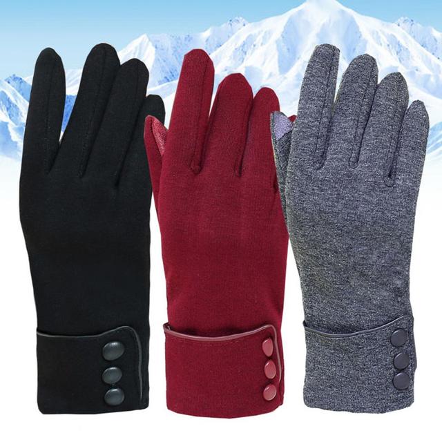 Damskie rękawiczki zimowe 2021, jednokolorowe, sportowe, odporne na zużycie, pełne rękawiczki Touch Screen - Wianko - 1