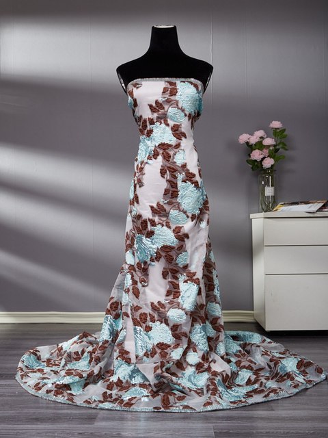 2021 Brokatowa sukienka z koronką i tkanina żakardowa z Afryki, wysokiej jakości, pozłacana Organza, francuski styl, nigeryjski wzór S2590 - Wianko - 23