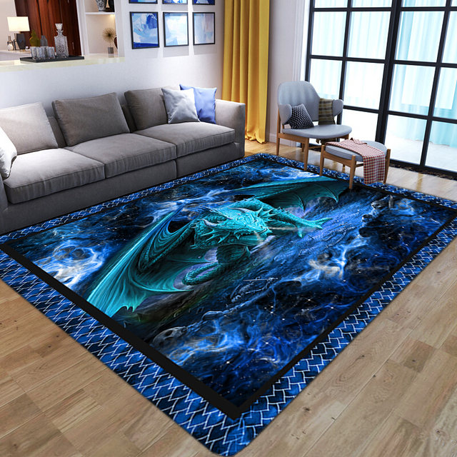 Kreatywny dywan 3D smok dla domu salonu i sypialni - miękka flanelowa mata antypoślizgowa - Wianko - 6