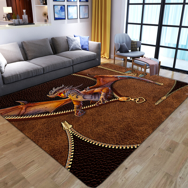 Kreatywny dywan 3D smok dla domu salonu i sypialni - miękka flanelowa mata antypoślizgowa - Wianko - 20