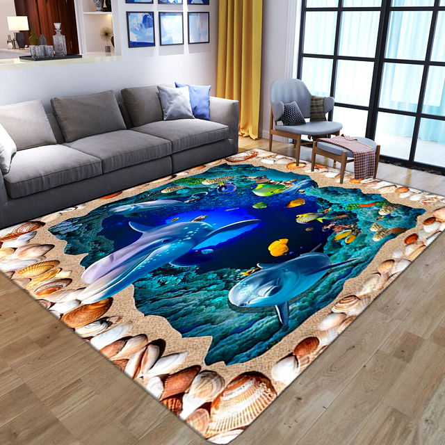Kreatywny dywan 3D smok dla domu salonu i sypialni - miękka flanelowa mata antypoślizgowa - Wianko - 3