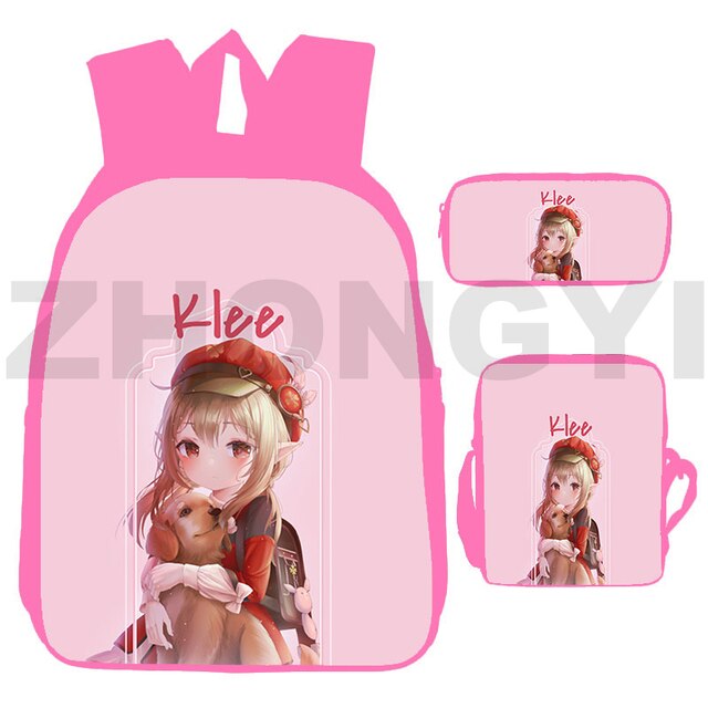 Nowy plecak 3D Genshin Impact dla kobiet - zestaw 3 sztuk: Kawaii, Cartoon, Anime Unisex - Wianko - 6