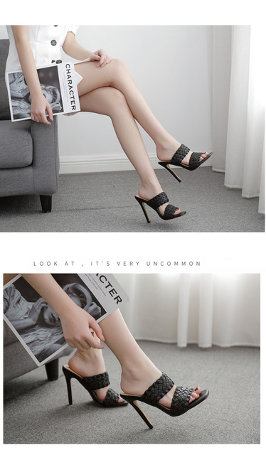 Sandały damskie na wysokim obcasie - 11cm, kolor czarny, rozmiar 42 - Wianko - 6