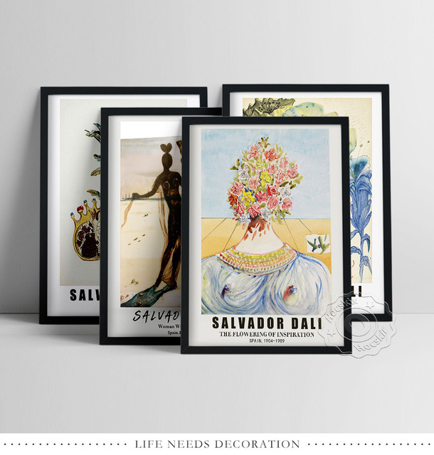Plakat Vintage Salvador Dali - Dali Fleurs, motyl kobieta - inspirujący obraz ścienny, malarstwo i kaligrafia - Wianko - 3