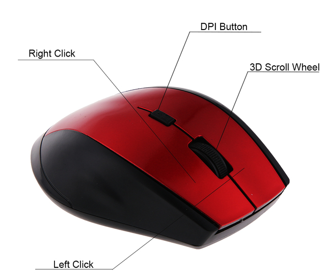 Bezprzewodowa mysz do gier 2.4GHz z odbiornikiem USB - przenośna mysz biurowa do komputera PC i laptopa - Wianko - 7