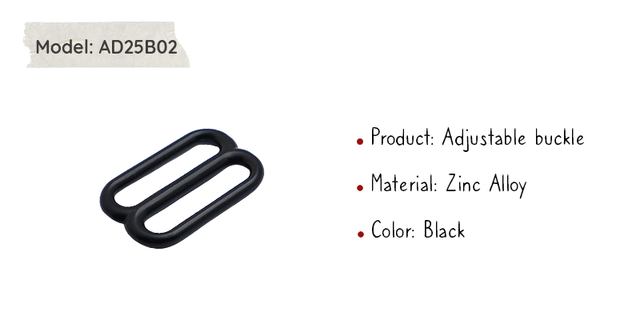 Czarna metalowa klamra suwak regulatora o wysokiej jakości platerowanej warstwie do 25mm dla psa - saszetka na pas z zapięciem haczykowym AD25B02 - Wianko - 2