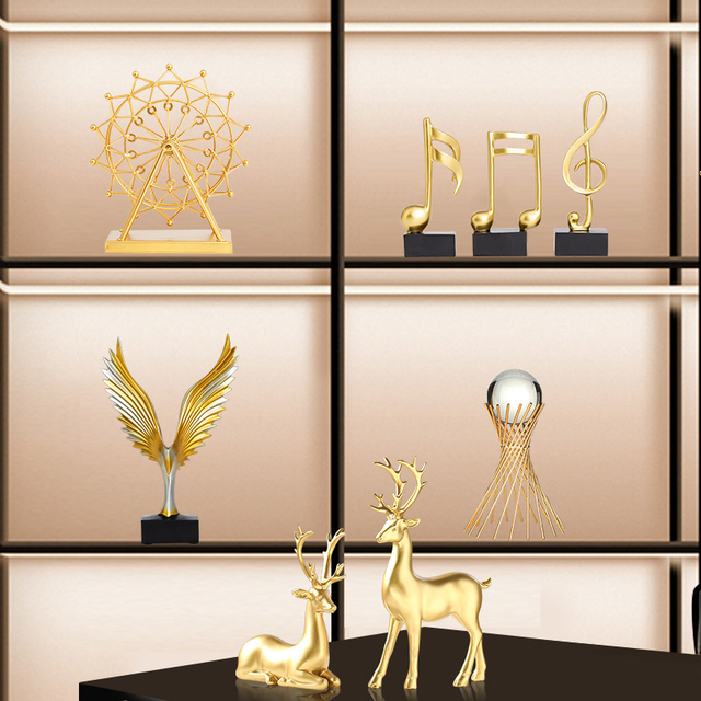 Złota porcelanowa figurka dekoracyjna jelenia - nowoczesny luksusowy prezent ślubny i ozdoba świąteczna - Wianko - 3