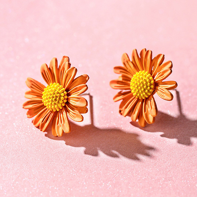 Kolczyki słodka miłość kolorowa mała stokrotka z błyszczącymi kwiatami drobne i eleganckie dla kobiet - Wianko - 12