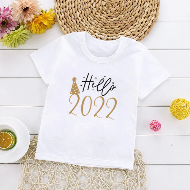 Witaj 2022 - Koszulki dziecięce bawełniane z krótkim rękawem dla chłopców i dziewczynek - Wianko - 3