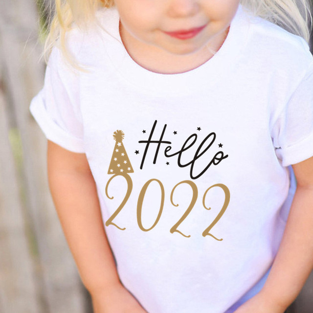Witaj 2022 - Koszulki dziecięce bawełniane z krótkim rękawem dla chłopców i dziewczynek - Wianko - 4