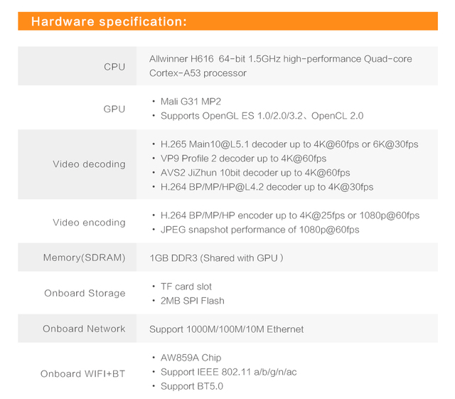 Tablica demonstracyjna Pomarańczowy Pi Zero 2 z 1GB RAM, układem Allwinner H616, obsługą BT i Wi-Fi, uruchamianiem Androida 10, Ubuntu i Debian OS, jednopłytowym mini komputerem z systemem Linux Raspberry - Wianko - 7