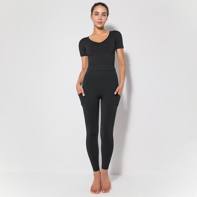 Kobiety 2021 Nude Seamless Yoga Set - odzież sportowa do jogi i treningu fitness, dla pełnej swobody ruchów - Wianko - 9