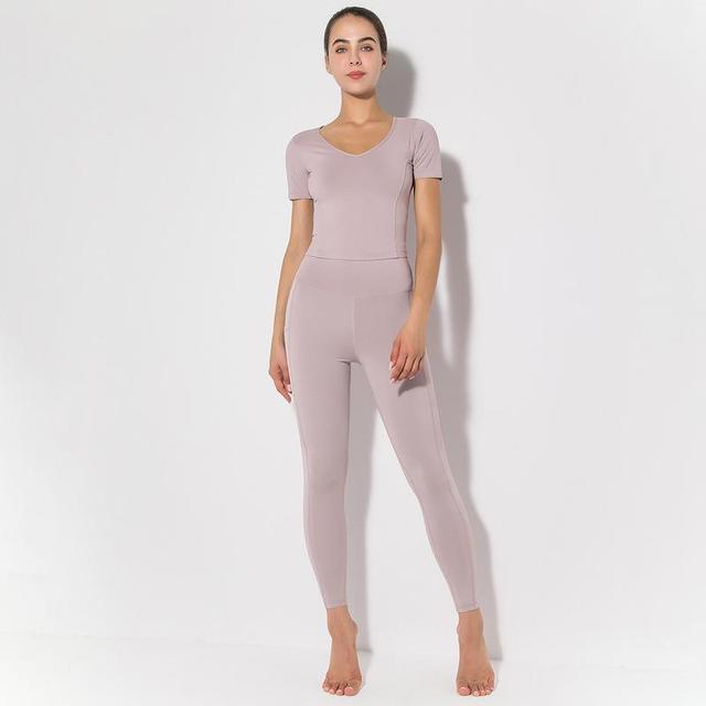 Kobiety 2021 Nude Seamless Yoga Set - odzież sportowa do jogi i treningu fitness, dla pełnej swobody ruchów - Wianko - 5