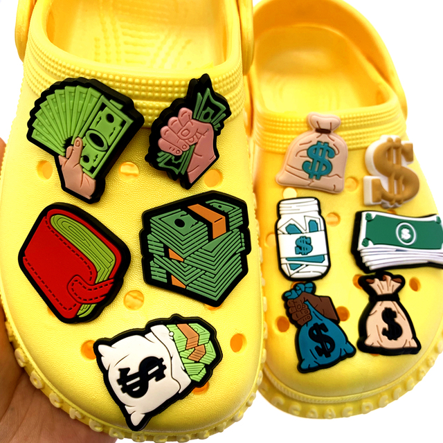 Klamry dekoracyjne do butów z ikoną pieniądza, portfelem i butami w stylu Cartoon dla dzieci - Wianko - 1