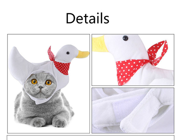 Biała kaczka - Czapka Pet Cosplay dla kotów i małych psów - Zabawny kostium na Halloween - Wianko - 4
