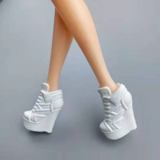 Białe botki na wysokim obcasie dla lalek Barbie 11.5 - akcesoria dla lalek bawełniane - Wianko - 5