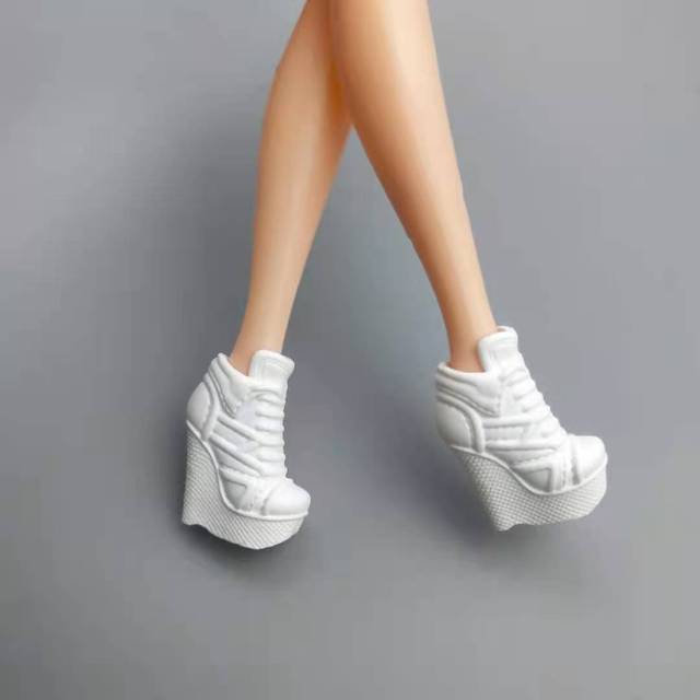 Białe botki na wysokim obcasie dla lalek Barbie 11.5 - akcesoria dla lalek bawełniane - Wianko - 3