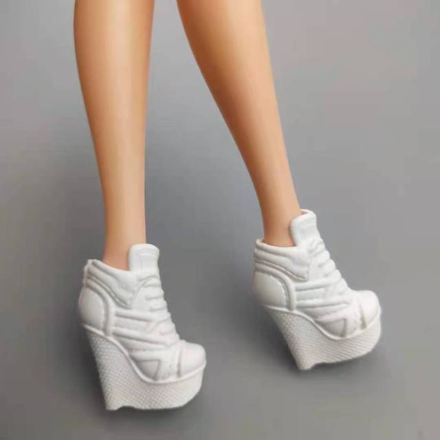 Białe botki na wysokim obcasie dla lalek Barbie 11.5 - akcesoria dla lalek bawełniane - Wianko - 2