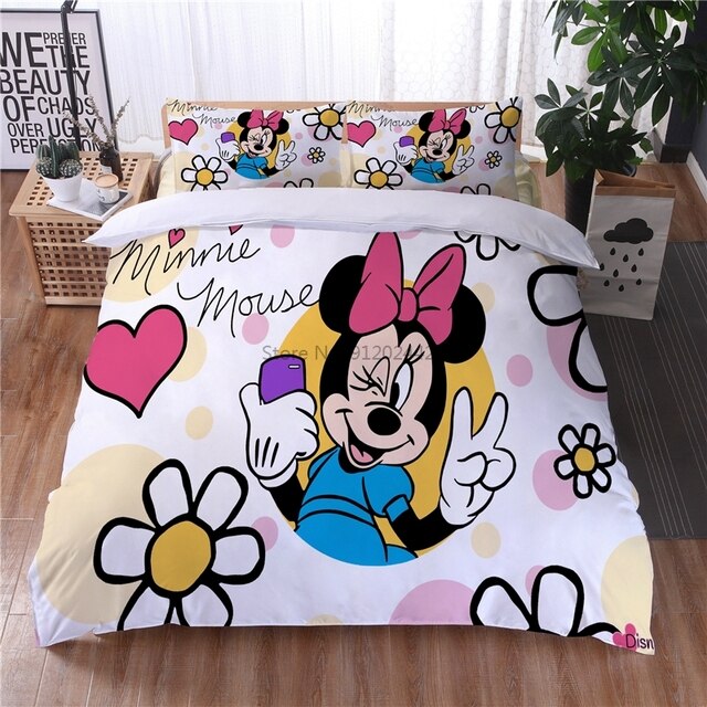 Zestaw pościeli Mickey Minnie Mouse - czerwona miłość, rozkloszowana spódnica, Euro Australia Cartoon 3d kołdra - Wianko - 4