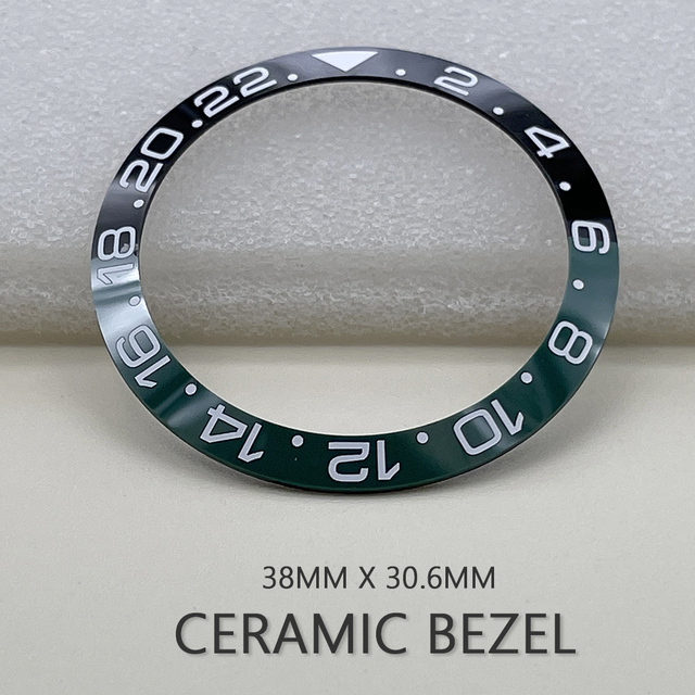 Topowa ceramiczna ramka szkiełka zegarka 38mm * 30.6mm dla 40mm tarczy Submariner GMT - etui z elastycznym pierścieniem, zielono-czarne, pasujące do zegarka Seiko - Wianko - 1