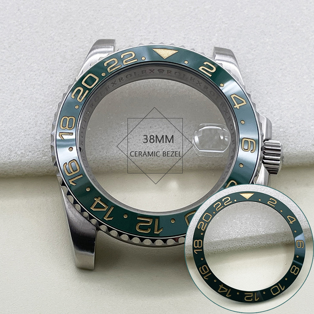Topowa ceramiczna ramka szkiełka zegarka 38mm * 30.6mm dla 40mm tarczy Submariner GMT - etui z elastycznym pierścieniem, zielono-czarne, pasujące do zegarka Seiko - Wianko - 16