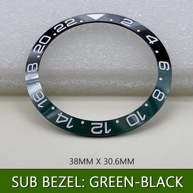 Topowa ceramiczna ramka szkiełka zegarka 38mm * 30.6mm dla 40mm tarczy Submariner GMT - etui z elastycznym pierścieniem, zielono-czarne, pasujące do zegarka Seiko - Wianko - 12