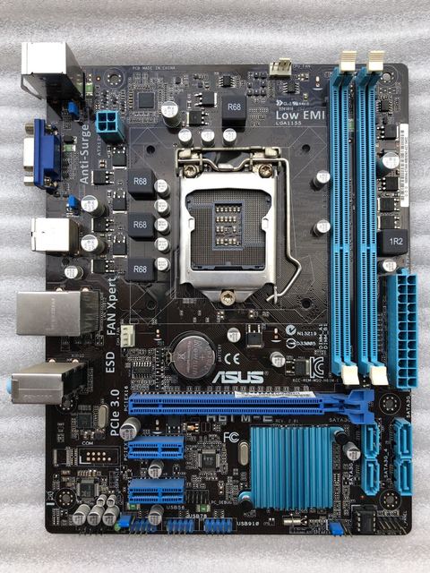 Używana płyta główna ASUS H61M-E LGA 1155 DDR3 mikro ATX z obsługą procesorów I3, I5, I7 - Wianko - 1