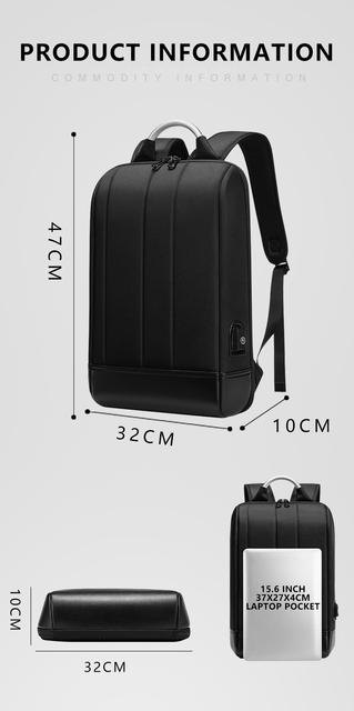 Plecak na laptopa EURCOOL wodoodporny USB dla mężczyzn i podróżników – cienki i lekki, idealny na uczelnię i biznes – 1990 - Wianko - 2