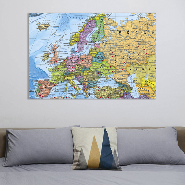 Mapa polityczna Europy - nowoczesna dekoracja ściany w salonie czy sypialni - 225*150cm - Wianko - 2