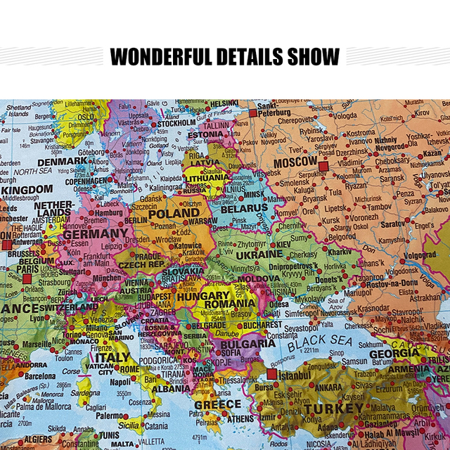 Mapa polityczna Europy - nowoczesna dekoracja ściany w salonie czy sypialni - 225*150cm - Wianko - 6