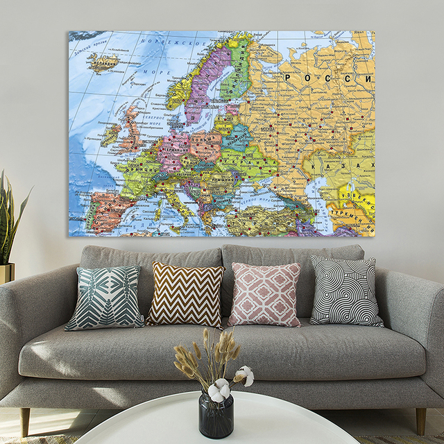 Mapa polityczna Europy - nowoczesna dekoracja ściany w salonie czy sypialni - 225*150cm - Wianko - 1