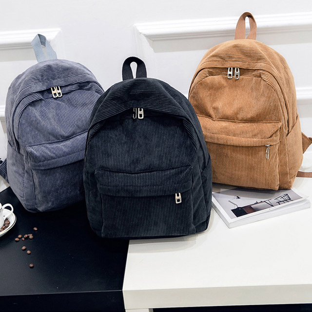 Plecak sztruksowy z 2019 roku dla kobiet - prosty plecak torebka szkolna na ramię dla nastolatków - Wianko - 3
