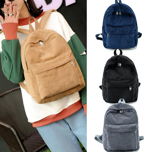 Plecak sztruksowy z 2019 roku dla kobiet - prosty plecak torebka szkolna na ramię dla nastolatków - Wianko - 10