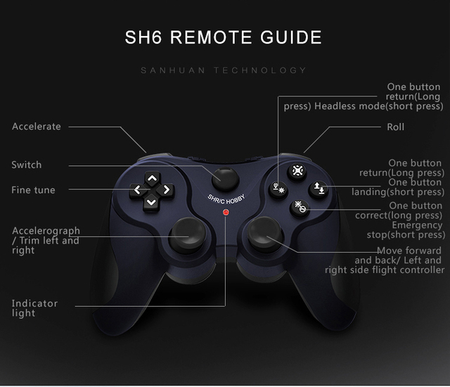 Składany pilot zdalnego sterowania SH6 do samolotów RC, obsługa wifi i fotografia lotnicza - Wianko - 10