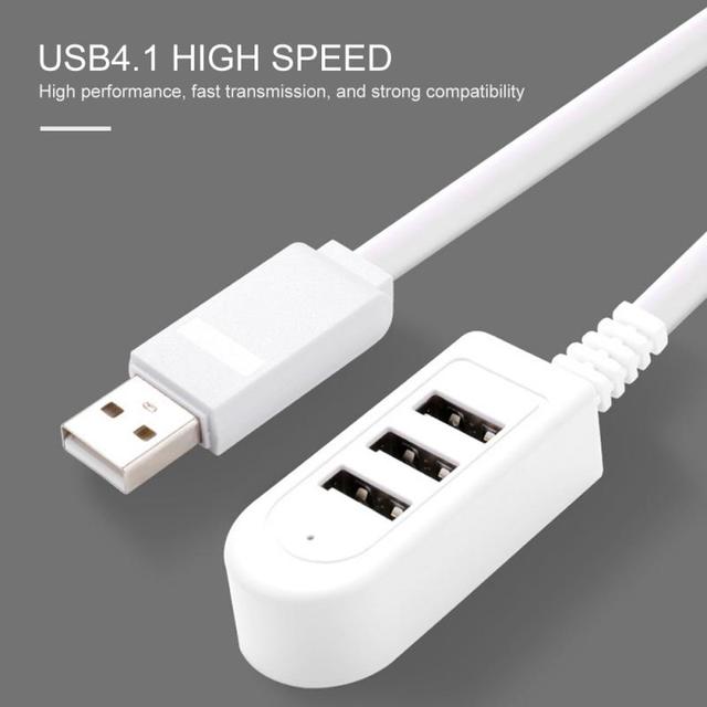 Splitter USB 3 Porty 3A Konwerter Ładowarka Przedłużacz 120cm Biały - Wianko - 2