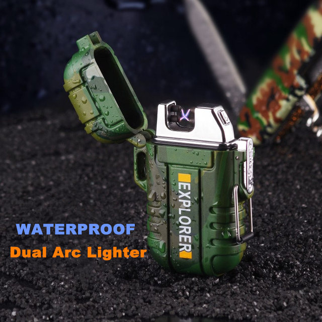 Podwójna elektroniczna zapalniczka EDC na USB z mocną, wodoodporną smyczą, klamrą bezpieczeństwa i funkcją odkrywcy - praktyczne żarty - Wianko - 6