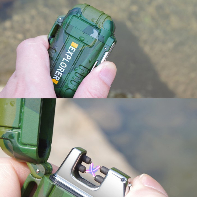 Podwójna elektroniczna zapalniczka EDC na USB z mocną, wodoodporną smyczą, klamrą bezpieczeństwa i funkcją odkrywcy - praktyczne żarty - Wianko - 8