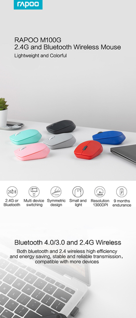Bezprzewodowa mysz Rapoo 2.4G Bluetooth - mini i kompaktowa, idealna do PC, tabletów i laptopów - Wianko - 1