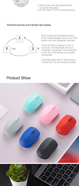 Bezprzewodowa mysz Rapoo 2.4G Bluetooth - mini i kompaktowa, idealna do PC, tabletów i laptopów - Wianko - 8