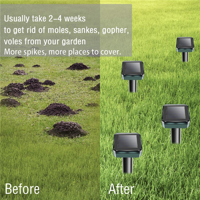Odstraszacz szkodników energii słonecznej - kontrola gryzoni, zwierząt, mole na trawnik+ogród - Wianko - 5