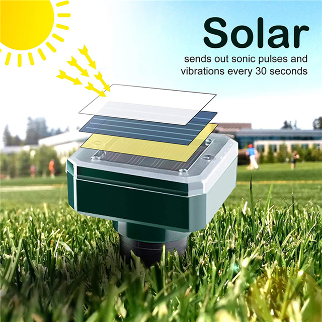 Odstraszacz szkodników energii słonecznej - kontrola gryzoni, zwierząt, mole na trawnik+ogród - Wianko - 1