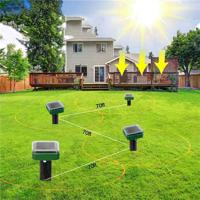 Odstraszacz szkodników energii słonecznej - kontrola gryzoni, zwierząt, mole na trawnik+ogród - Wianko - 2