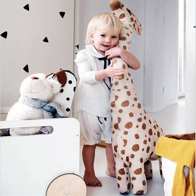 Pluszowa zabawka żyrafa, wielkość 85cm x 67cm, symulacja, miękkie wypchane zwierzę, śpiąca lalka, prezent urodzinowy dla chłopca i dzieci - Wianko - 3